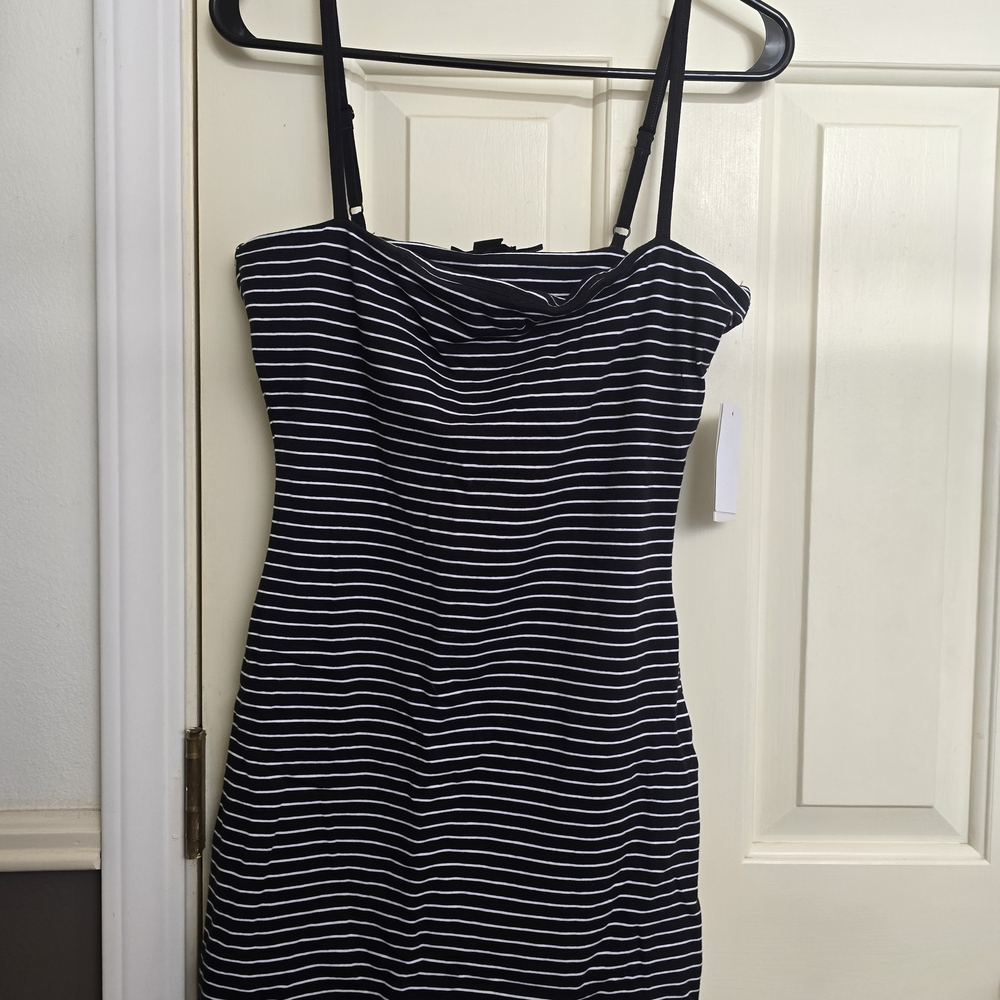 Good American Black and White Striped Mini Dress